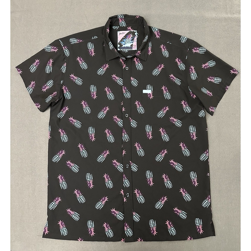 Retro Rifle Shirt Mens XL Painkiller Button Up Short Sleeve